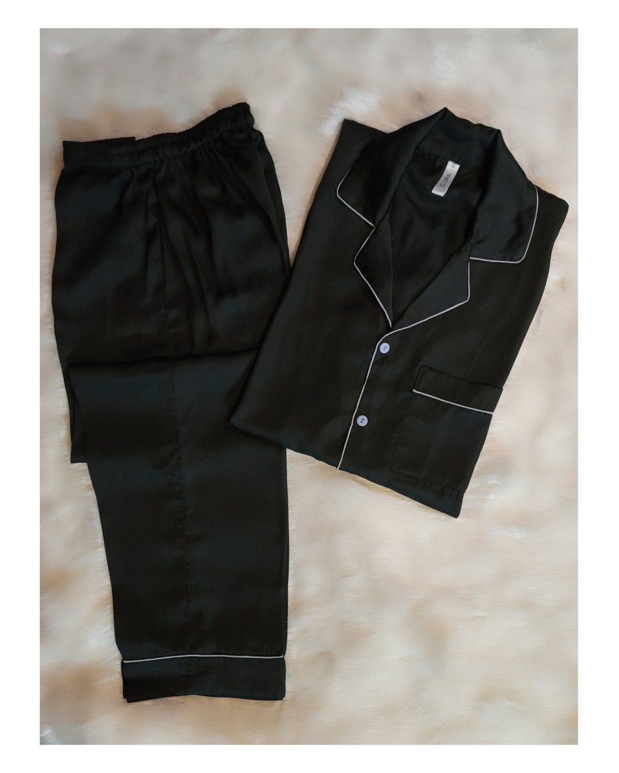 Black Satin Silk Loungewear